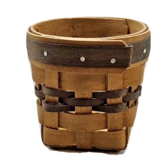 ROSCOE CRAFT BASKET Ohio Handmade Mini Basket Colored Bands Cotton Balls Storage - Picture 2 of 4